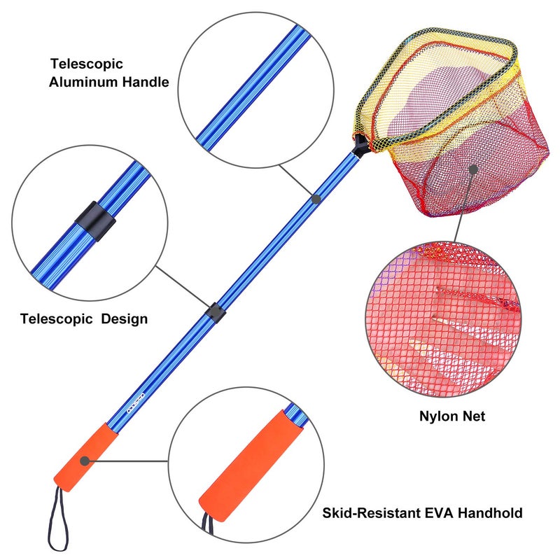ODDSPRO PortaPocket Kids Fishing telescoping Bait and Minnow Net, 11.4" Depth, 30" Handle - Image 3